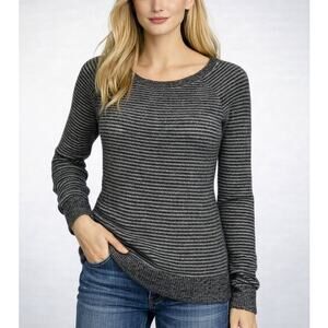 J. Crew Merino Wool Alpaca Blend Sweater Gray Striped 34708 Size XS